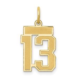 14k Yellow Gold, Jersey Collection, Small Number 13 Pendant